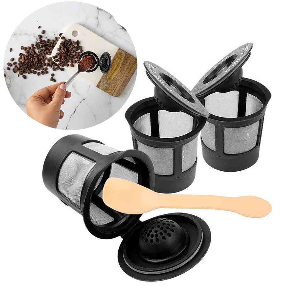 3pcs Reusable Coffee Filter Pod With Spoon