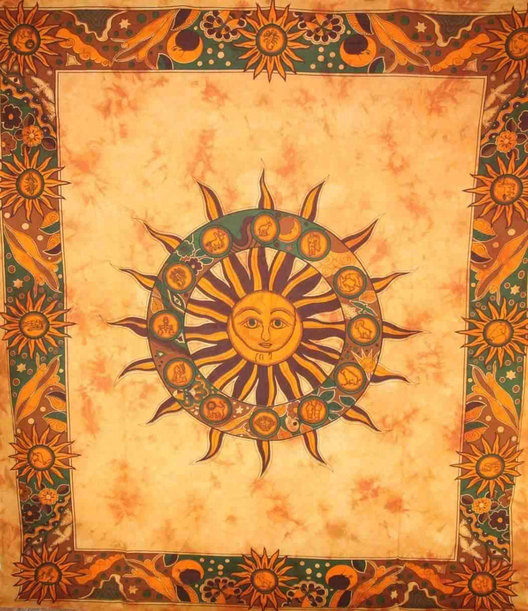 Chakra du soleil avec douze signes tapisserie