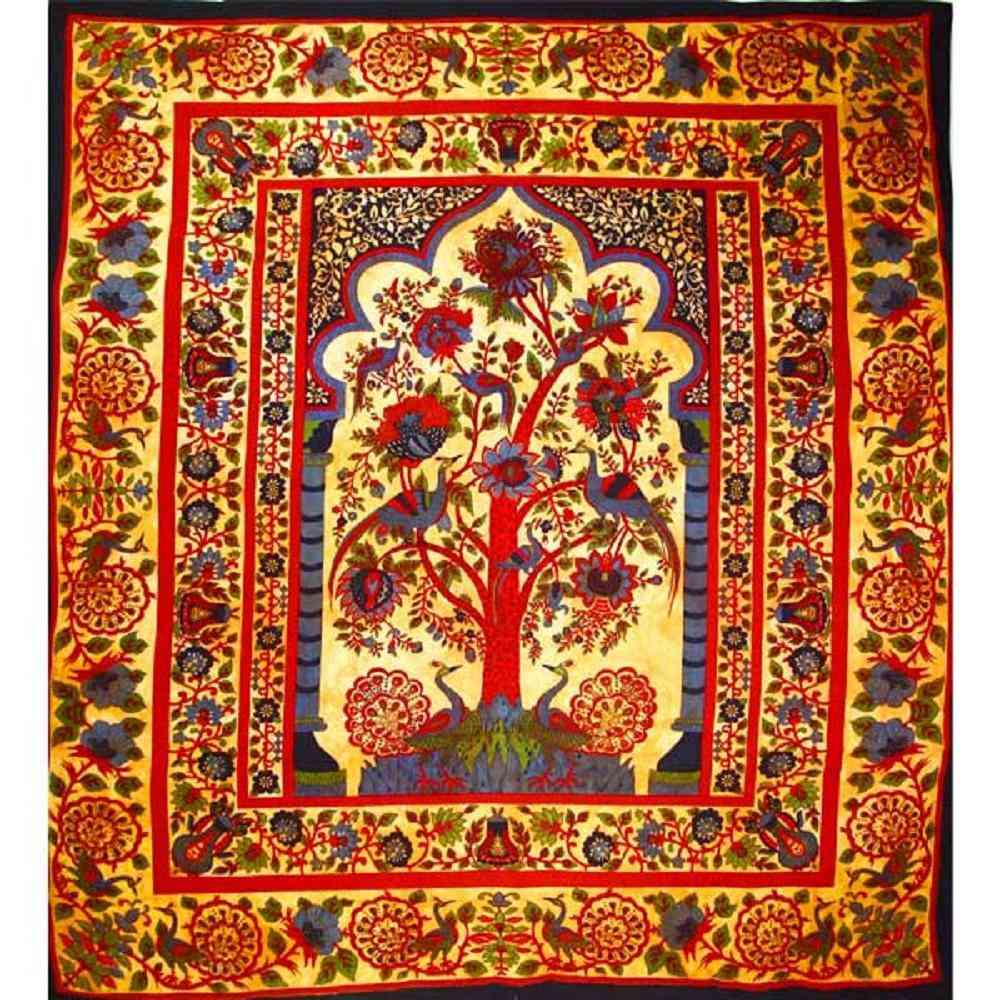 Grand Tree Of Life Peacock Tapestry