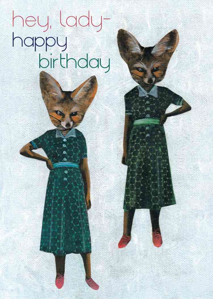 Ei senhora feliz aniversário cartão de aniversário atrevida da raposa