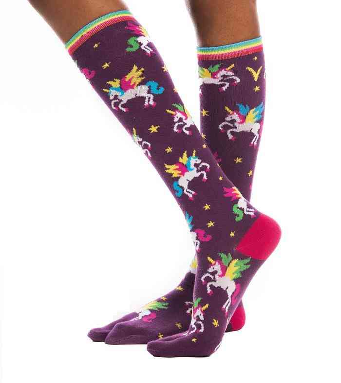 Calcetines flip-flop con estampado de unicornio volador