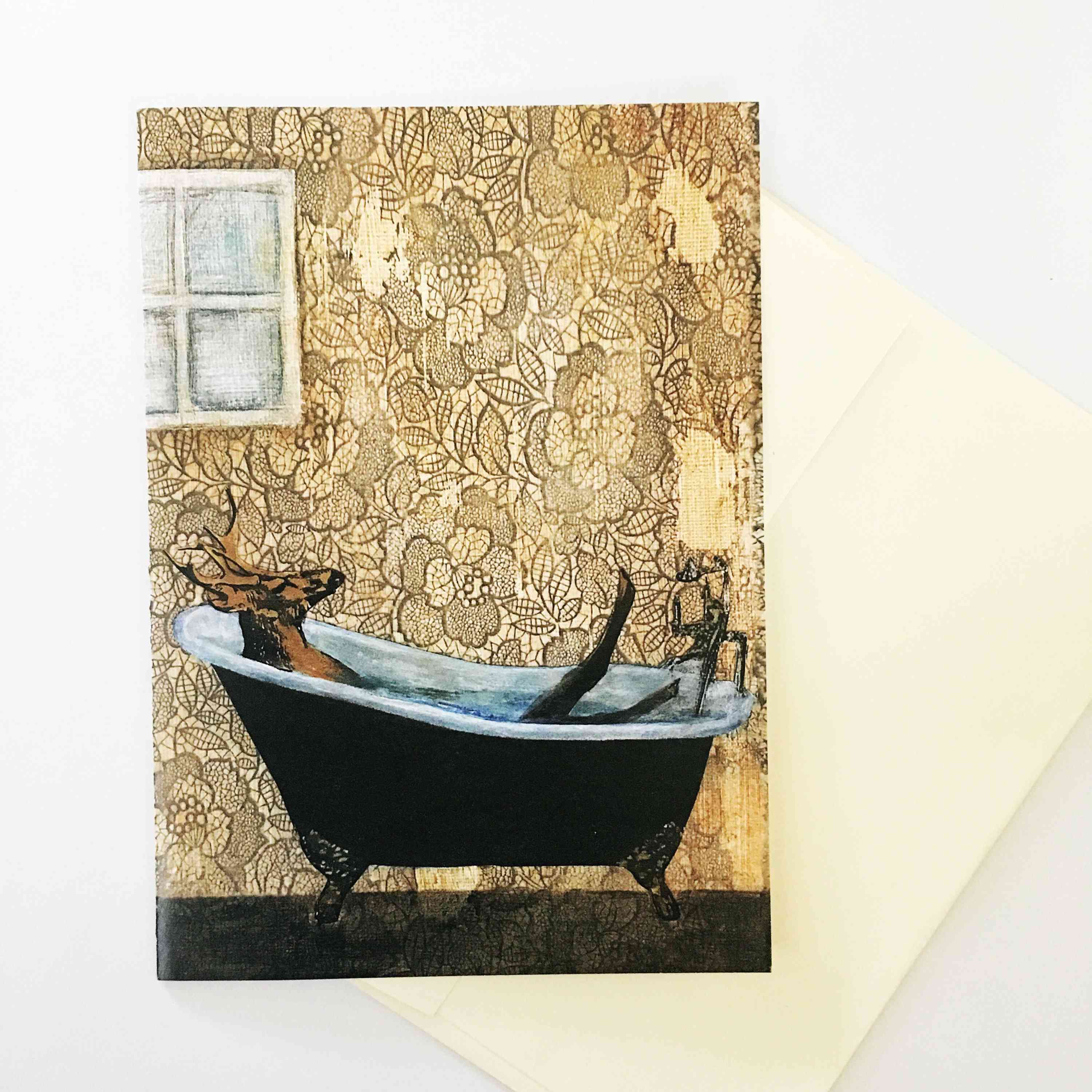 Bathtub Deer Card