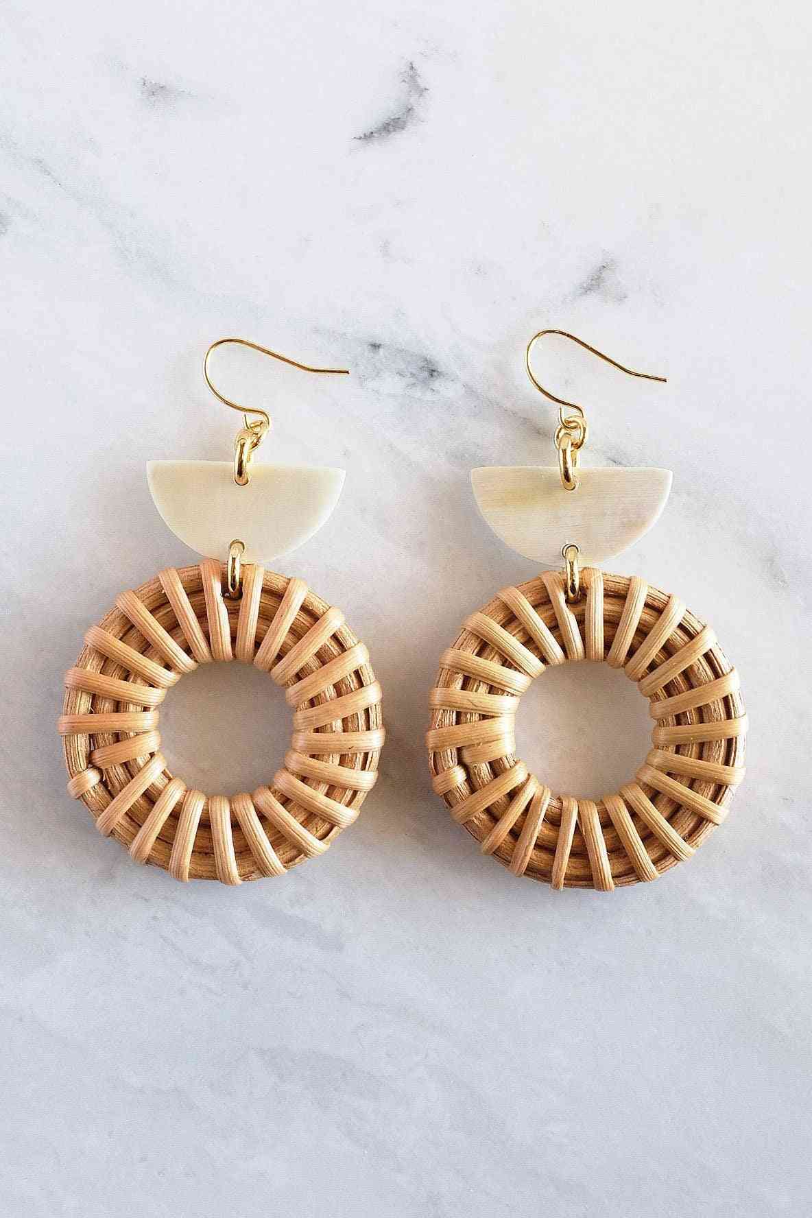 16k Gold Plated Horn & Rattan Donut Earrings