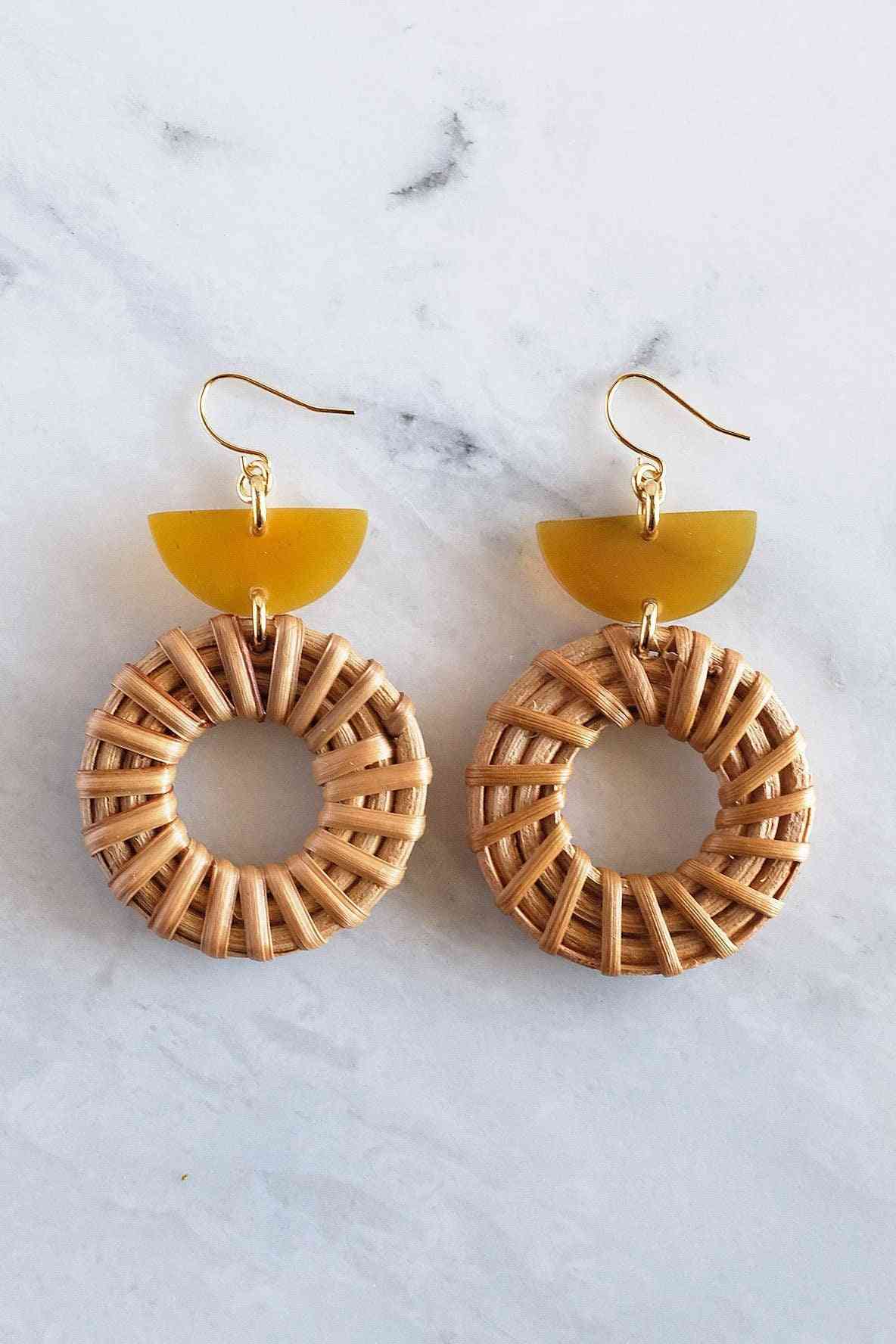16k Gold Plated Horn & Rattan Donut Earrings