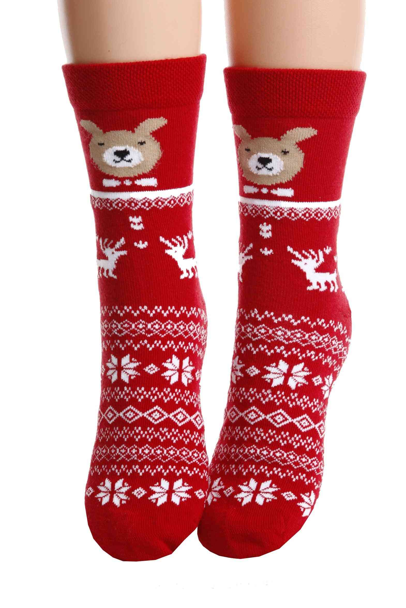 Christmas Pattern With A Bear-cotton Socks For Children