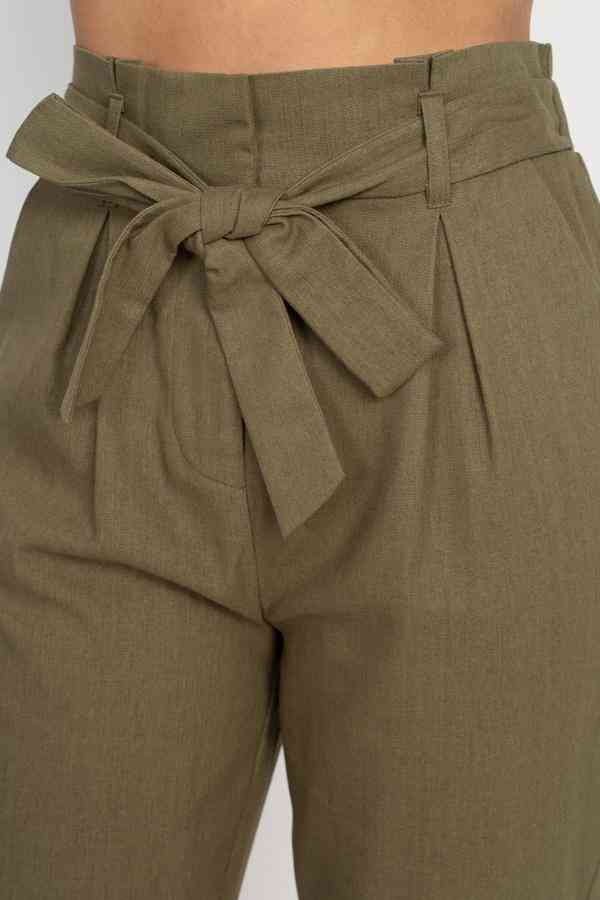 Nohavice z ľanového papierového vrecka s opaskom