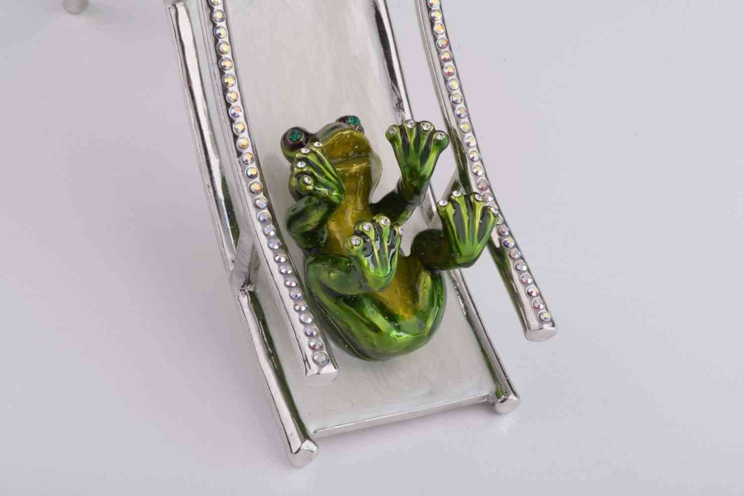 Two Frogs Riding Slide-trinket Box