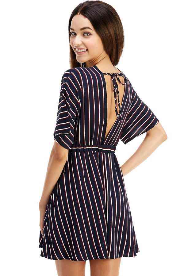 Stripe V-neck Dress