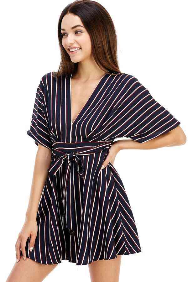 Stripe V-neck Dress