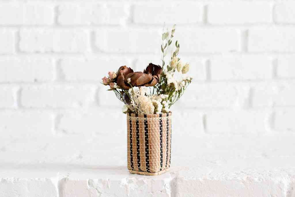 Decorative Dried Flowers In Mini Basket