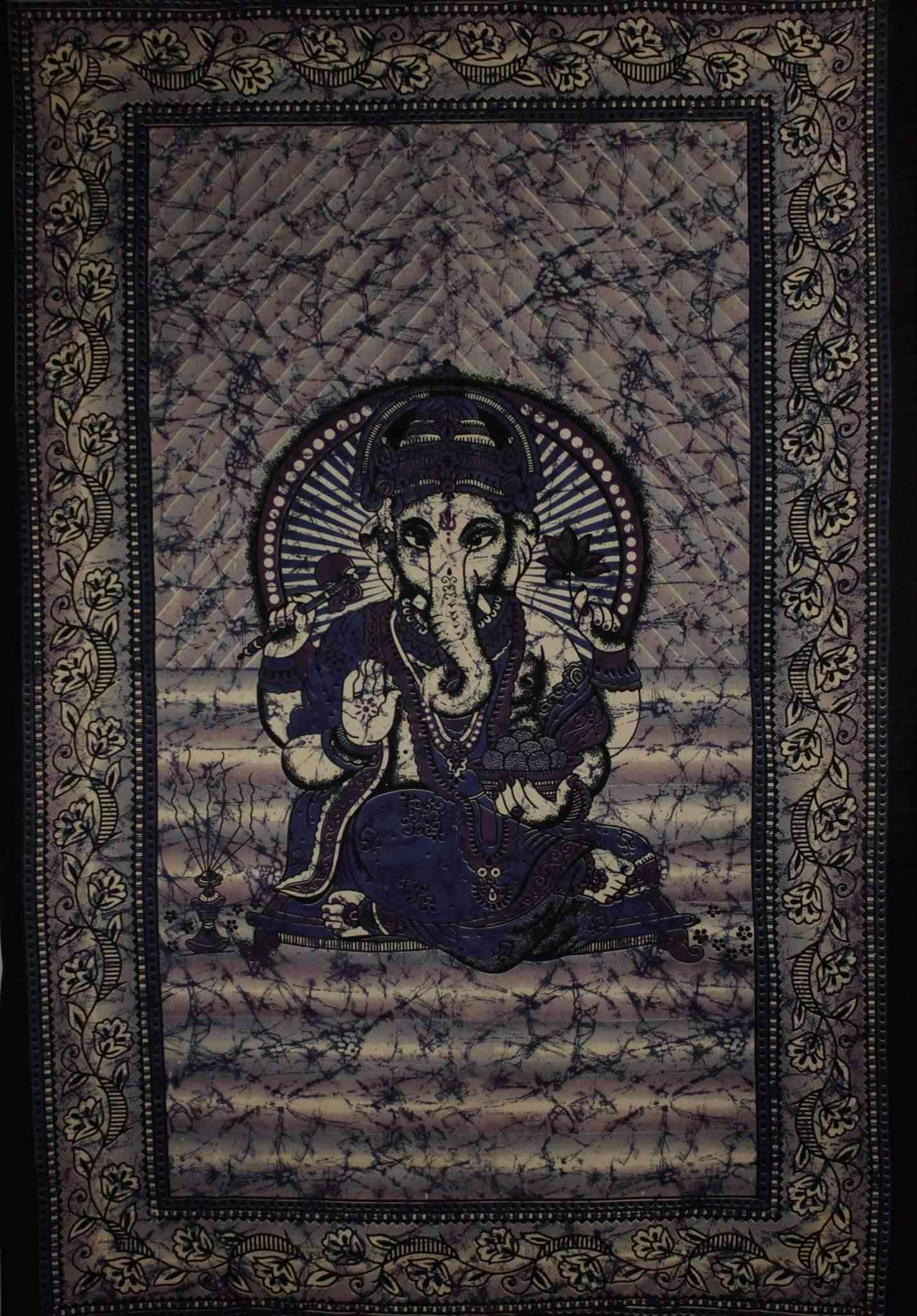 Ganesha met lotusbloem in batikstijl tapijt