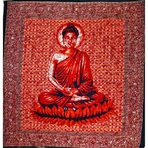 Buddha In Meditation Batik Style Tapestry