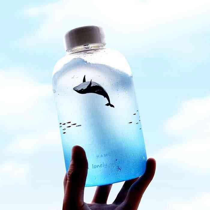 Whale Glass Water Bottle