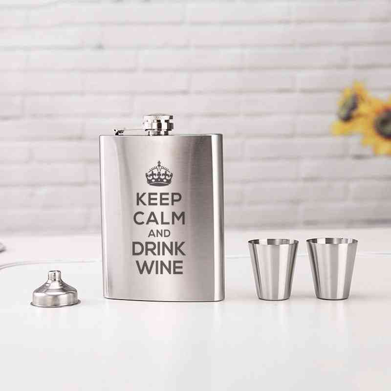 Keep Calm And Drink Wine Printed Flask
