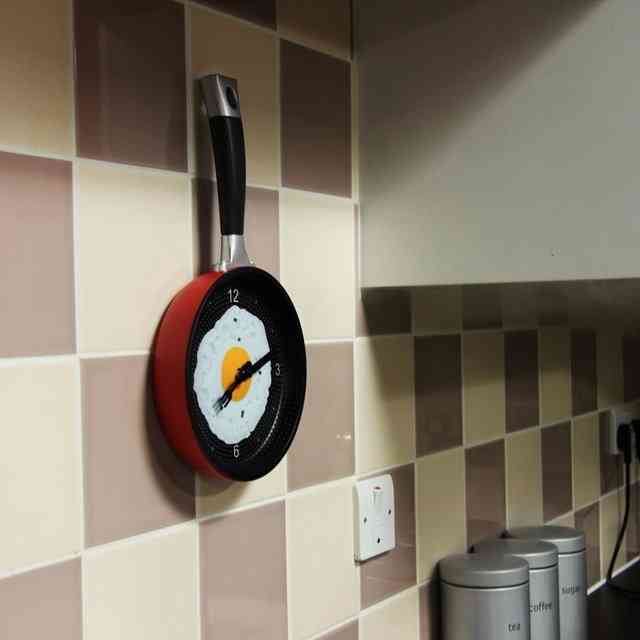 Frying Pan Fried Egg Shaped Wall Clock