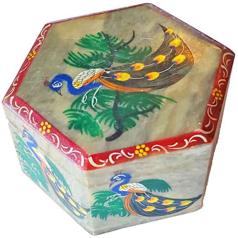 Peacock Soapstone Container