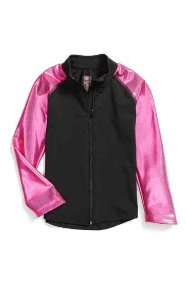 Różowo-czarna metaliczna faworytowa kurtka