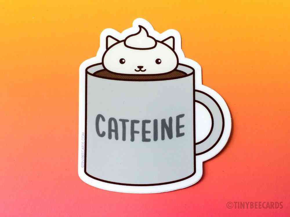 Autocolant de vinil catfeine-coffee cat