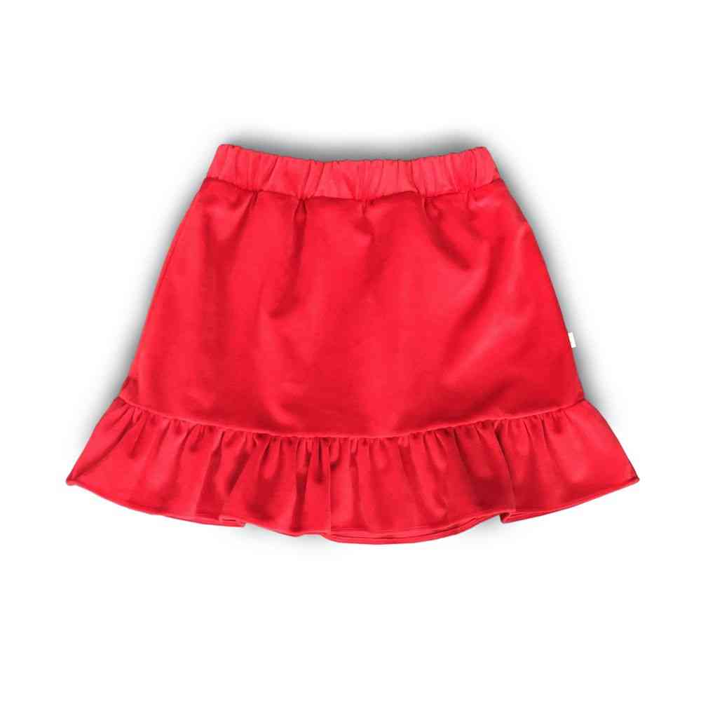 Rubínově červená sametová sukně