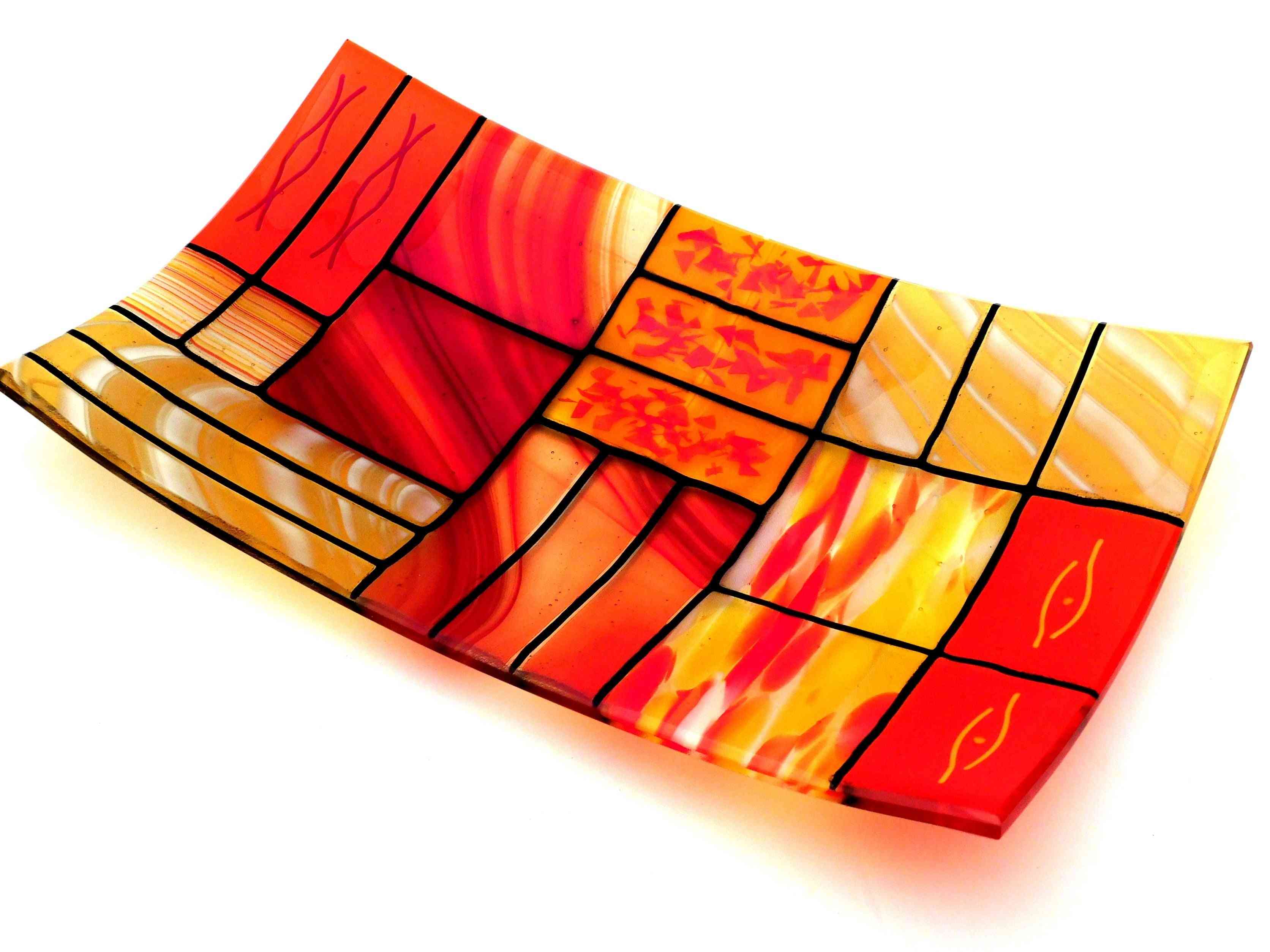 A Rectangular Fused Glass Plate