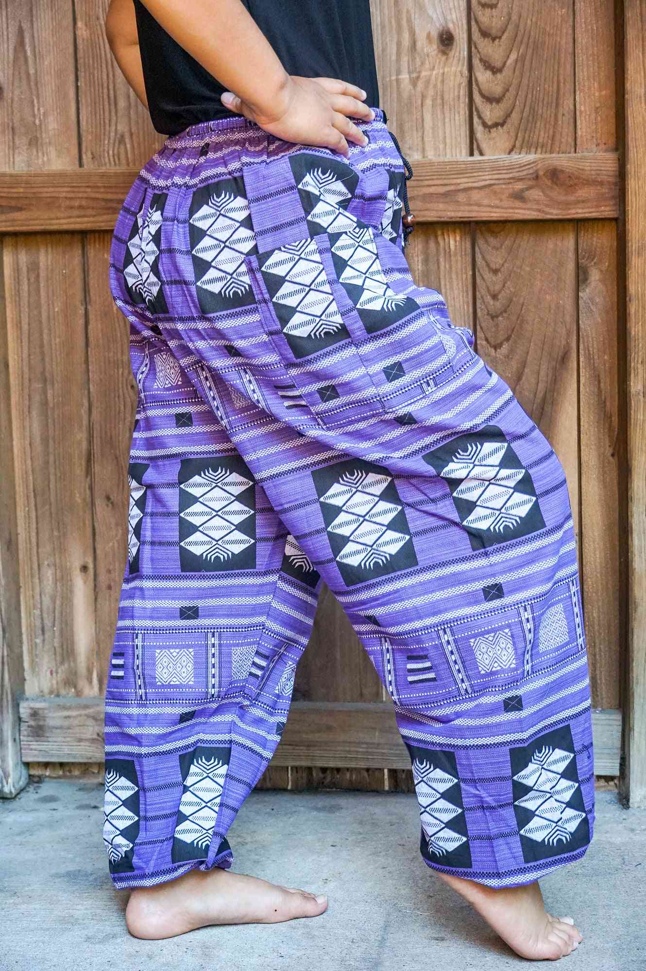 Bawełniane plemienne spodnie boho
