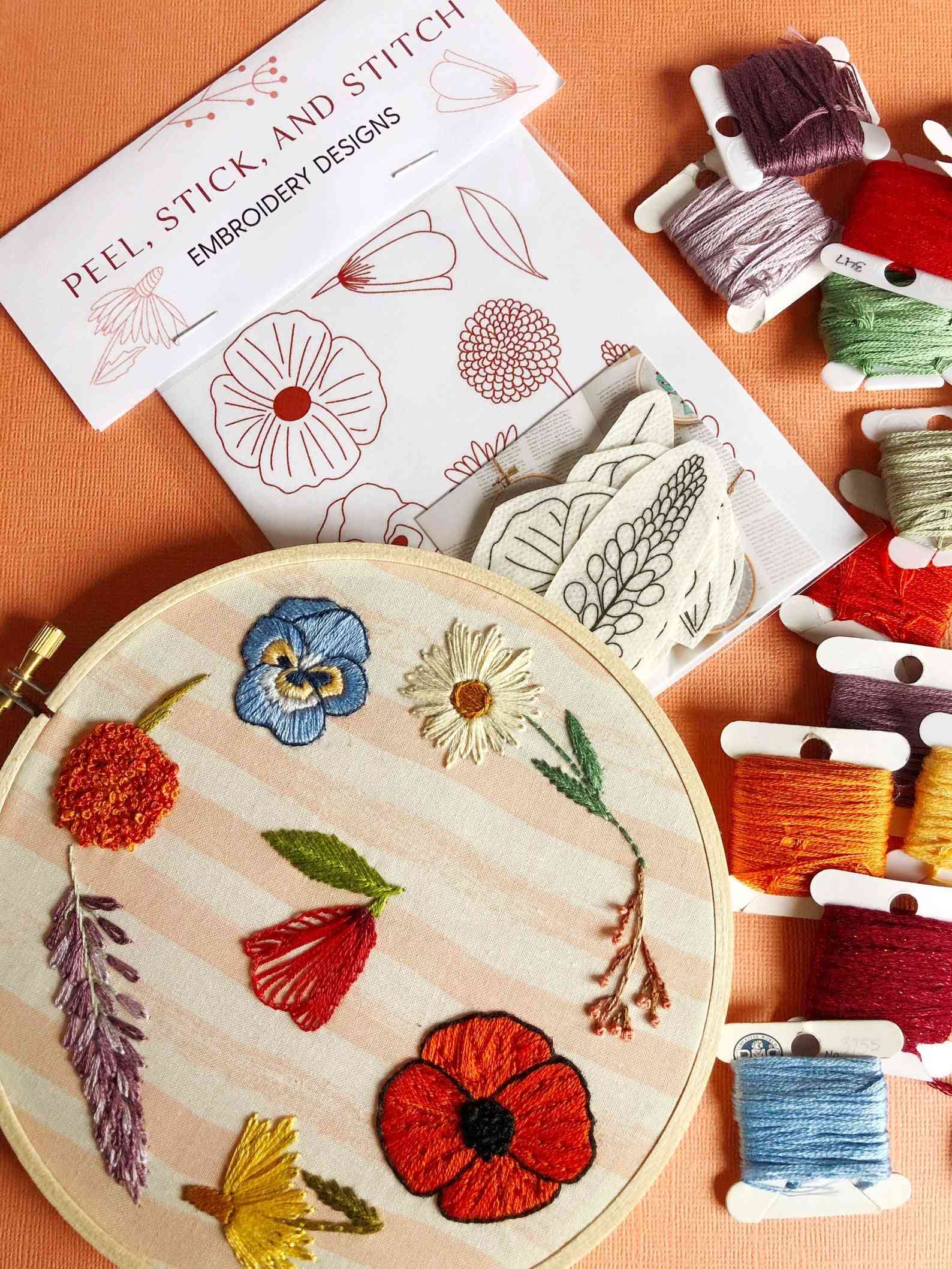 Peel Stick And Stitch Wildflower Designs Diy Embroidery Pattern