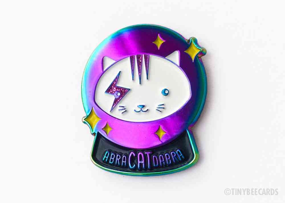 Magical Crystal Ball Rainbow Cat Enamel Pin- Abracatdabra