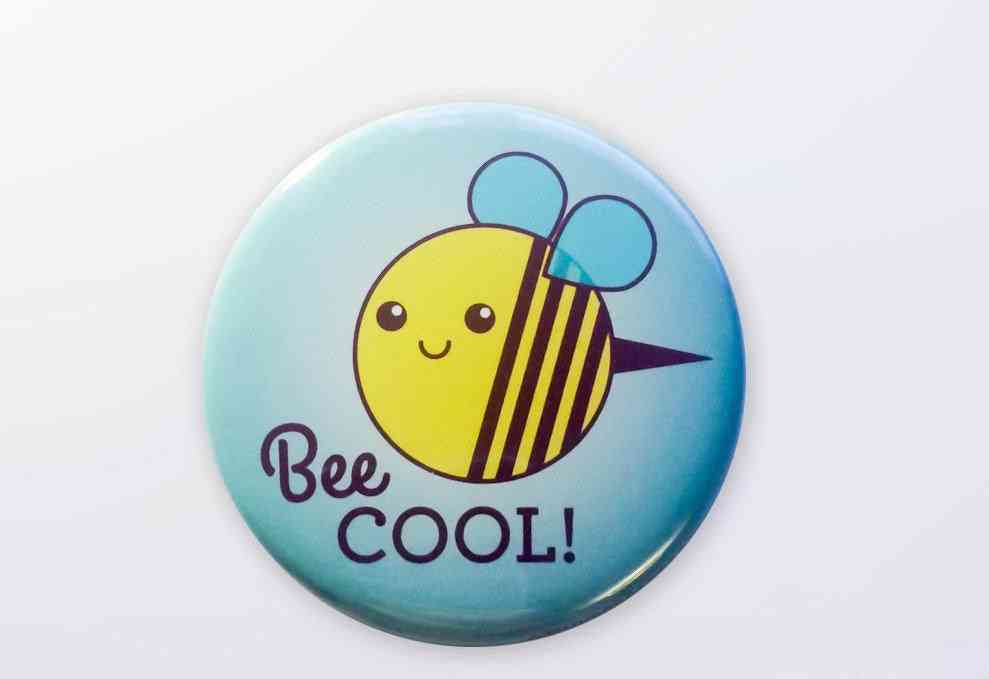 Pszczoła cool-magnes, przycisk pinback lub lusterko kieszonkowe