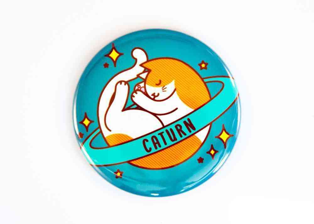 Caturn Planet- Cat Pin, Magnet Or Mirror