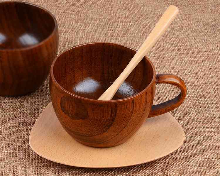 Wooden- Coffee Mug And Spoon Set