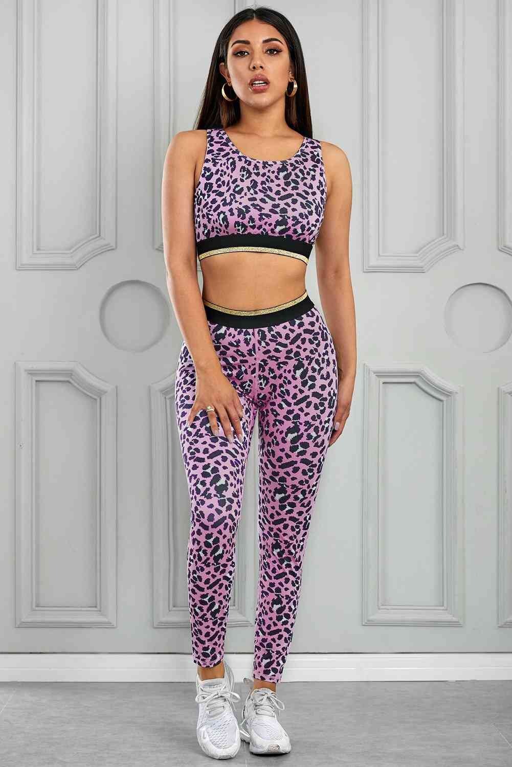 Leopard Print- Active Bra Yoga Pants Set