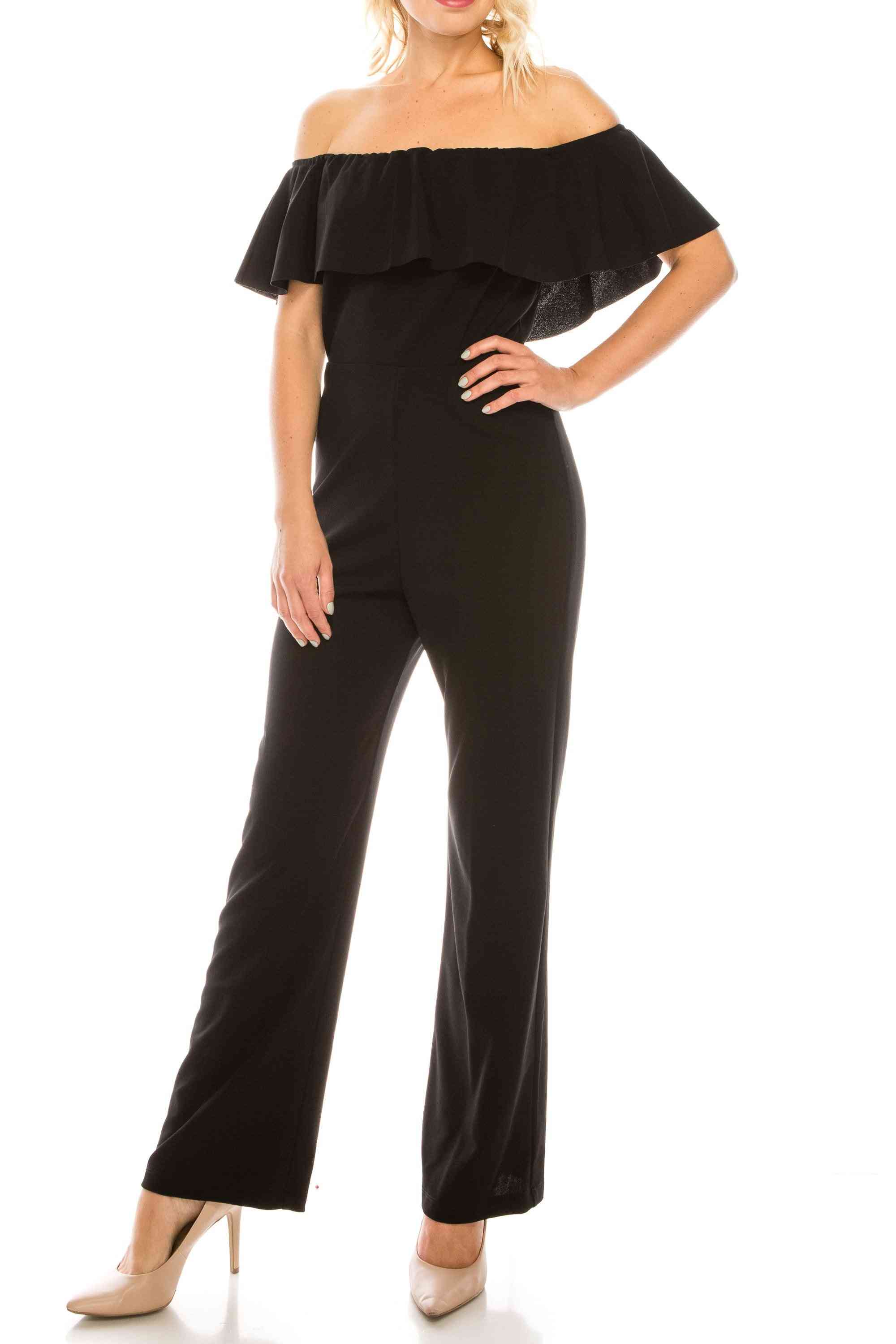 Off-the-shoulder vippete jumpsuit