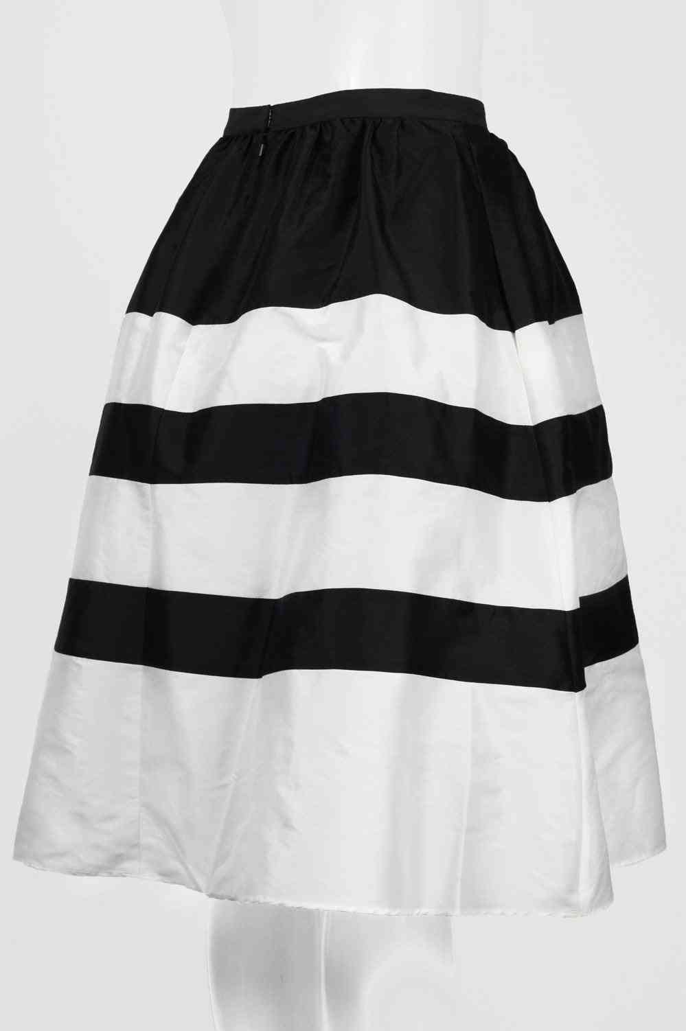 Midwaist Stripe Pattern Tafetta Skirt