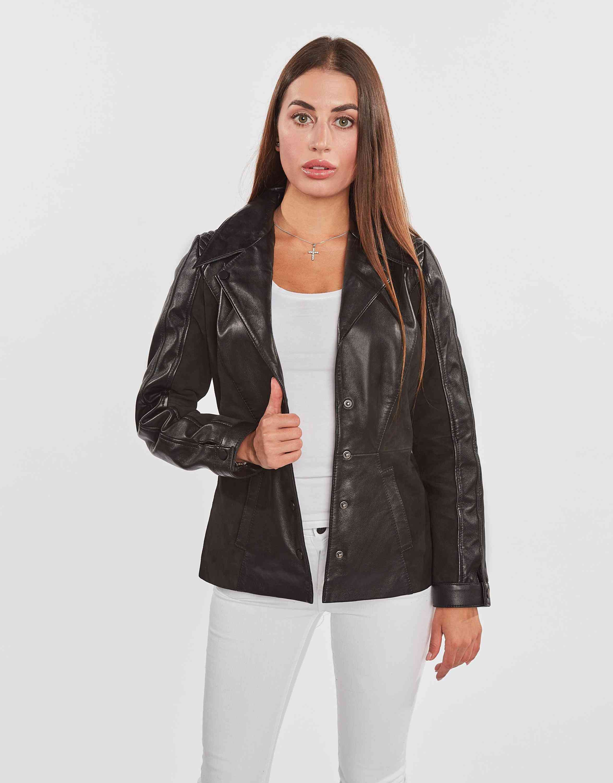 Womens Myrcella Suede Leather Blazer Coat