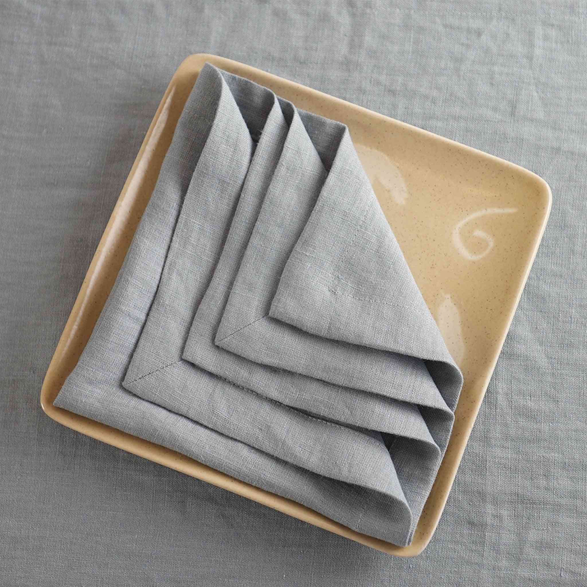 Set Of Natural Linen Napkins With Nice Hem