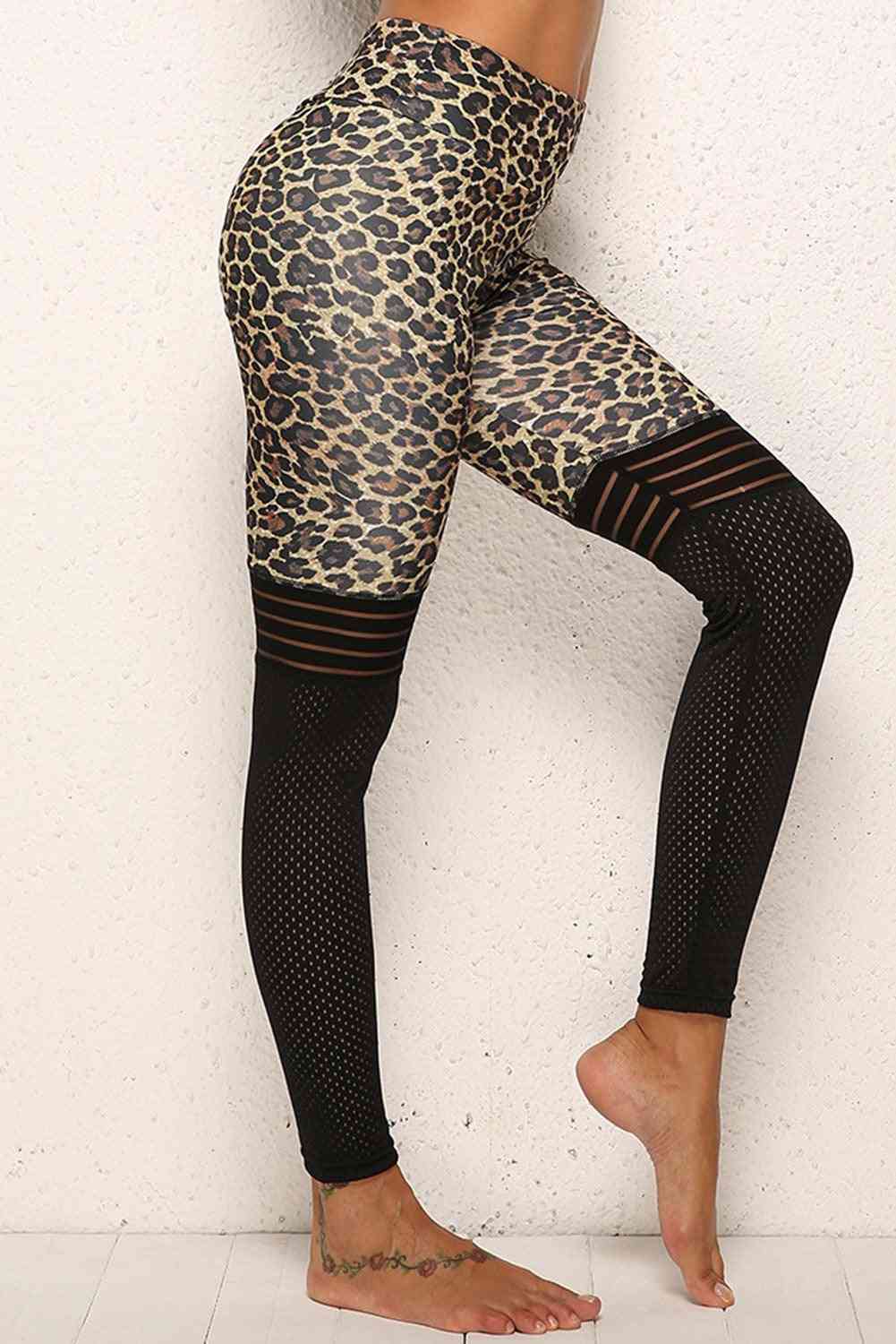 Leopard Printed, High-waist Mesh, Yoga Leggings