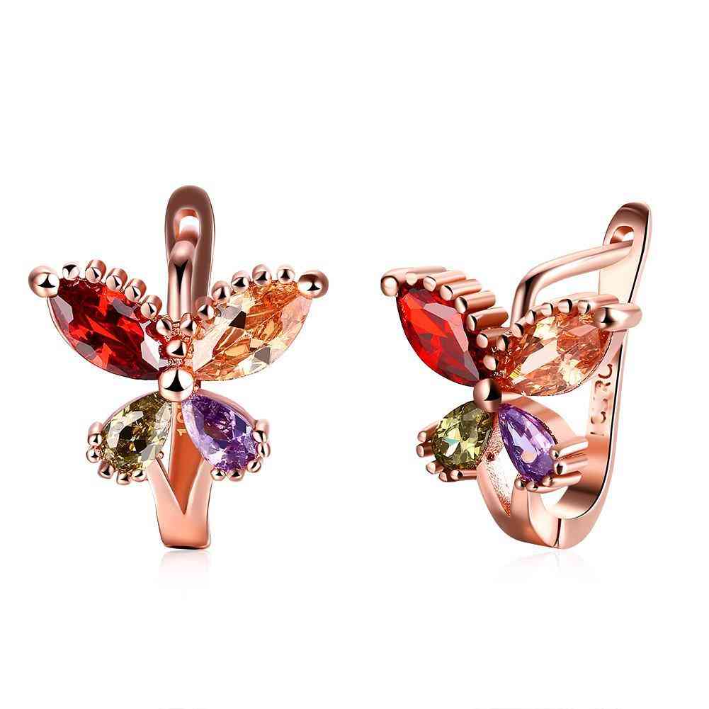 Rainbow Butterfly Pattern Design - Clip On Earrings