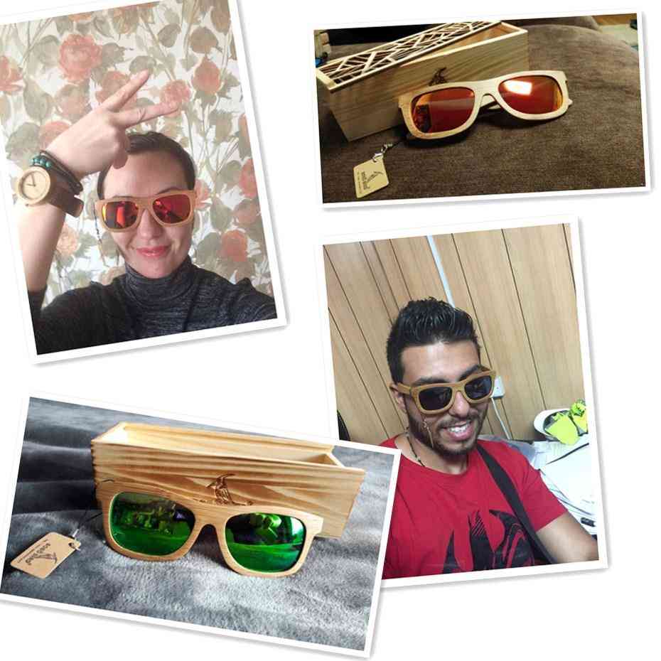 Natural Bamboo Wooden Sunglasses-handmade Polarized Mirror