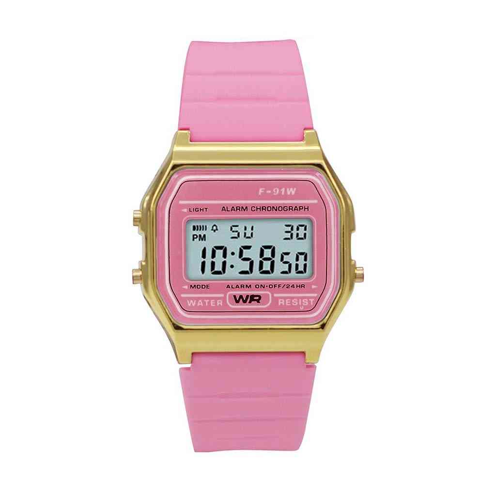 Sportief roze siliconen digitaal horloge