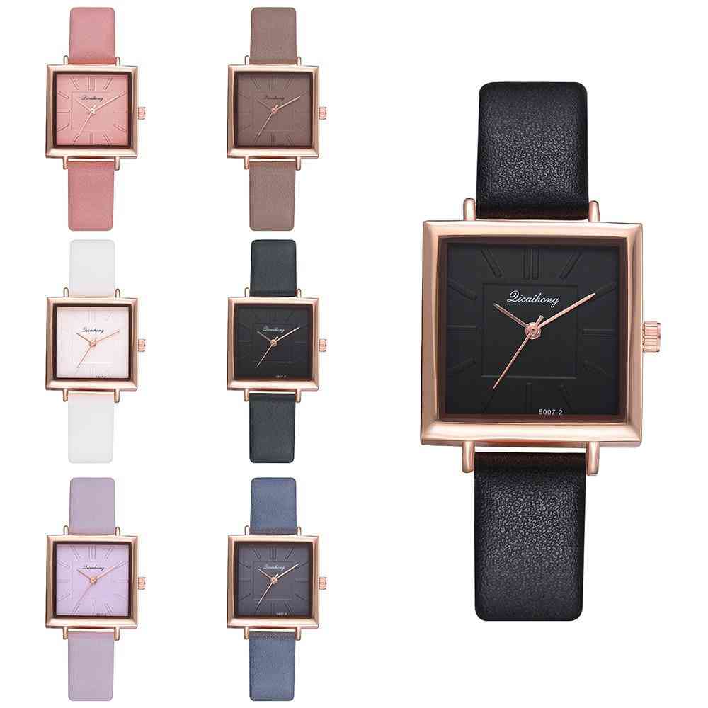 Square Women Bracelet Watch, Contracted Leather Crystal Wrist Watches