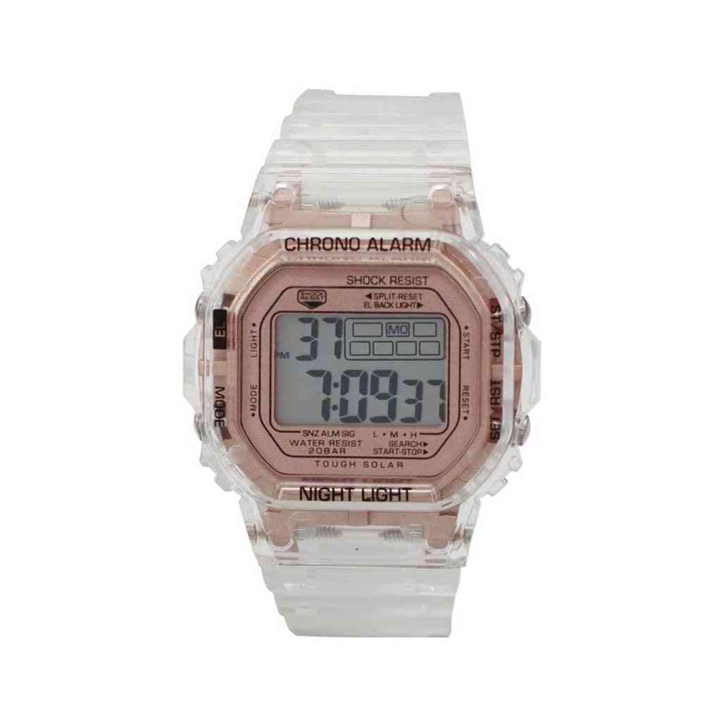 Smokey Transparent Lcd Watch With Rose Gold Face