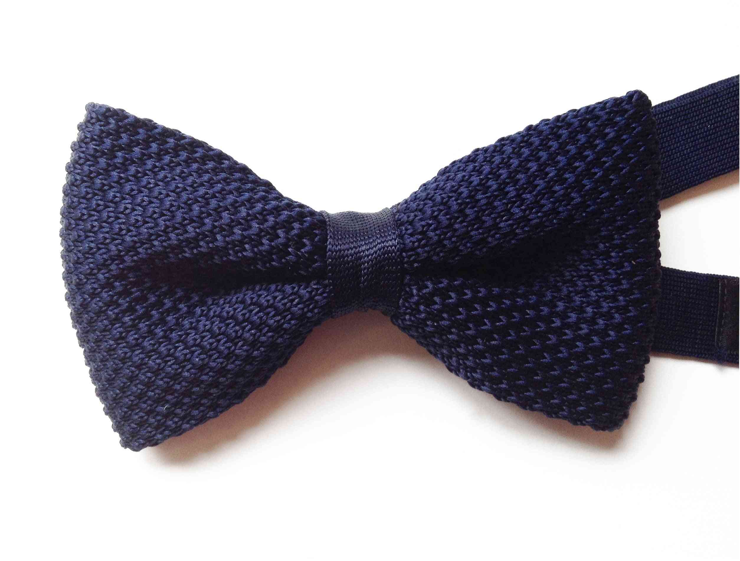 Blue Knit Pre-tied Bow Tie