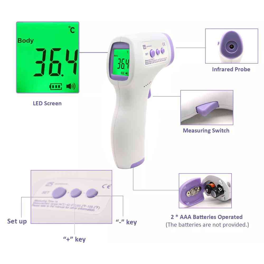 Lcd Screen Digital No-contact Infrared Forehead Thermometer