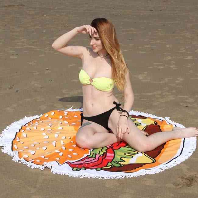 Hamburger Print Beach Towel