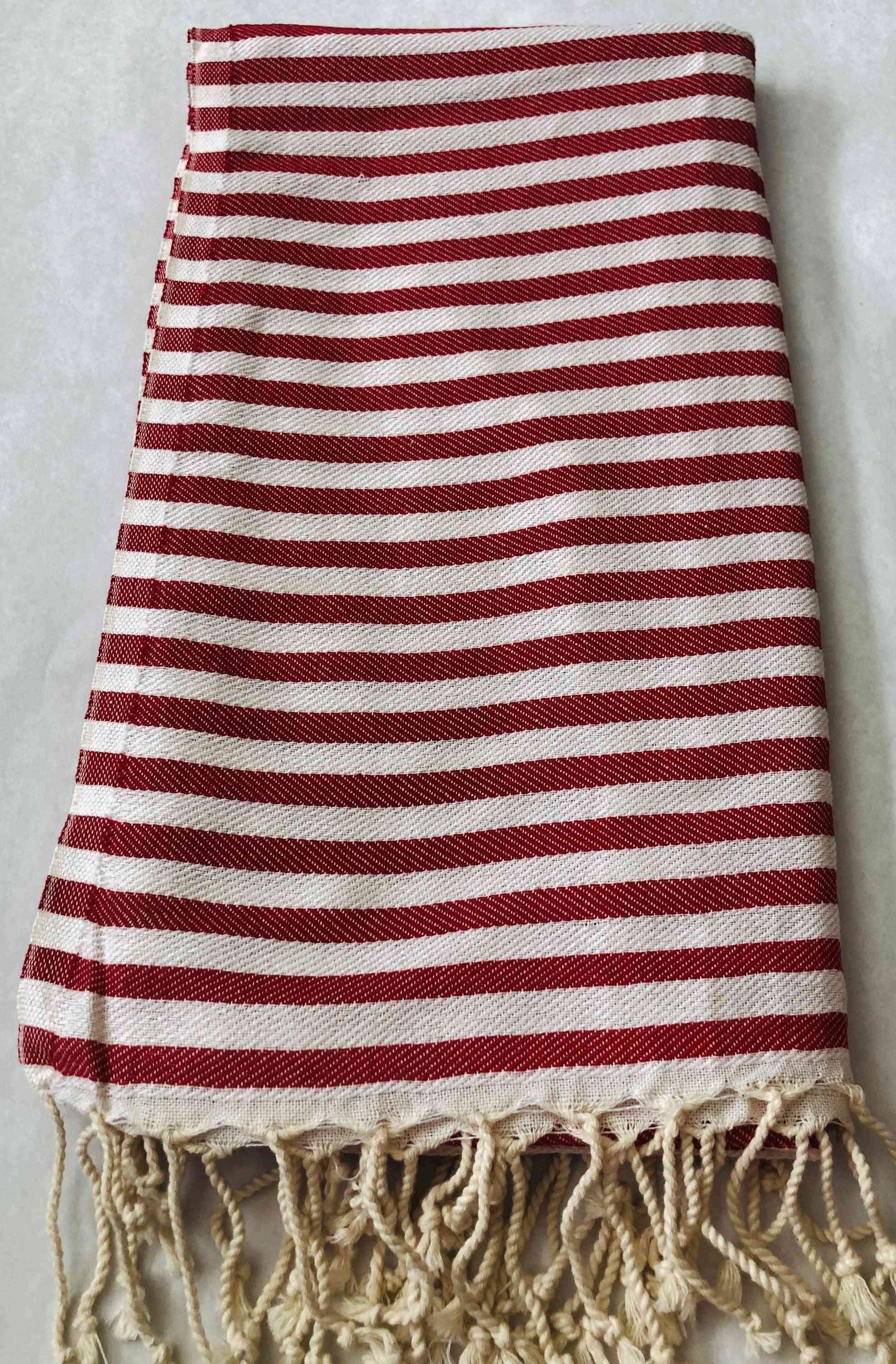 Red Striped- 100% Natural Cotton, Turkish Towel