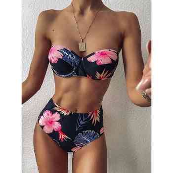 Damen Badeanzug mit hoher Taille, Push-Up-Bikini