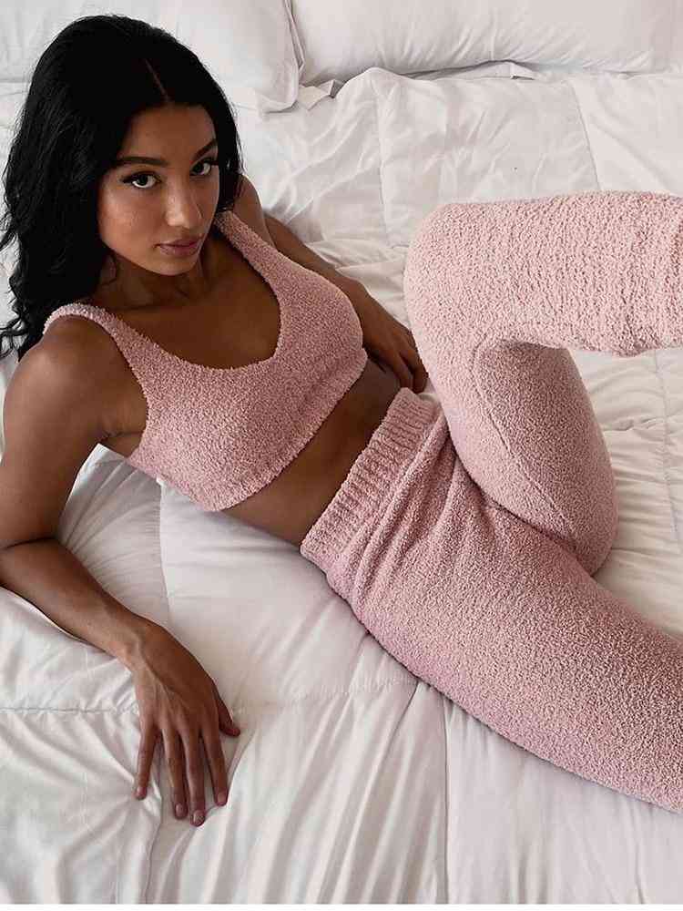Womens Knitted, Ankle Lenght-two Piece Loungewear Set