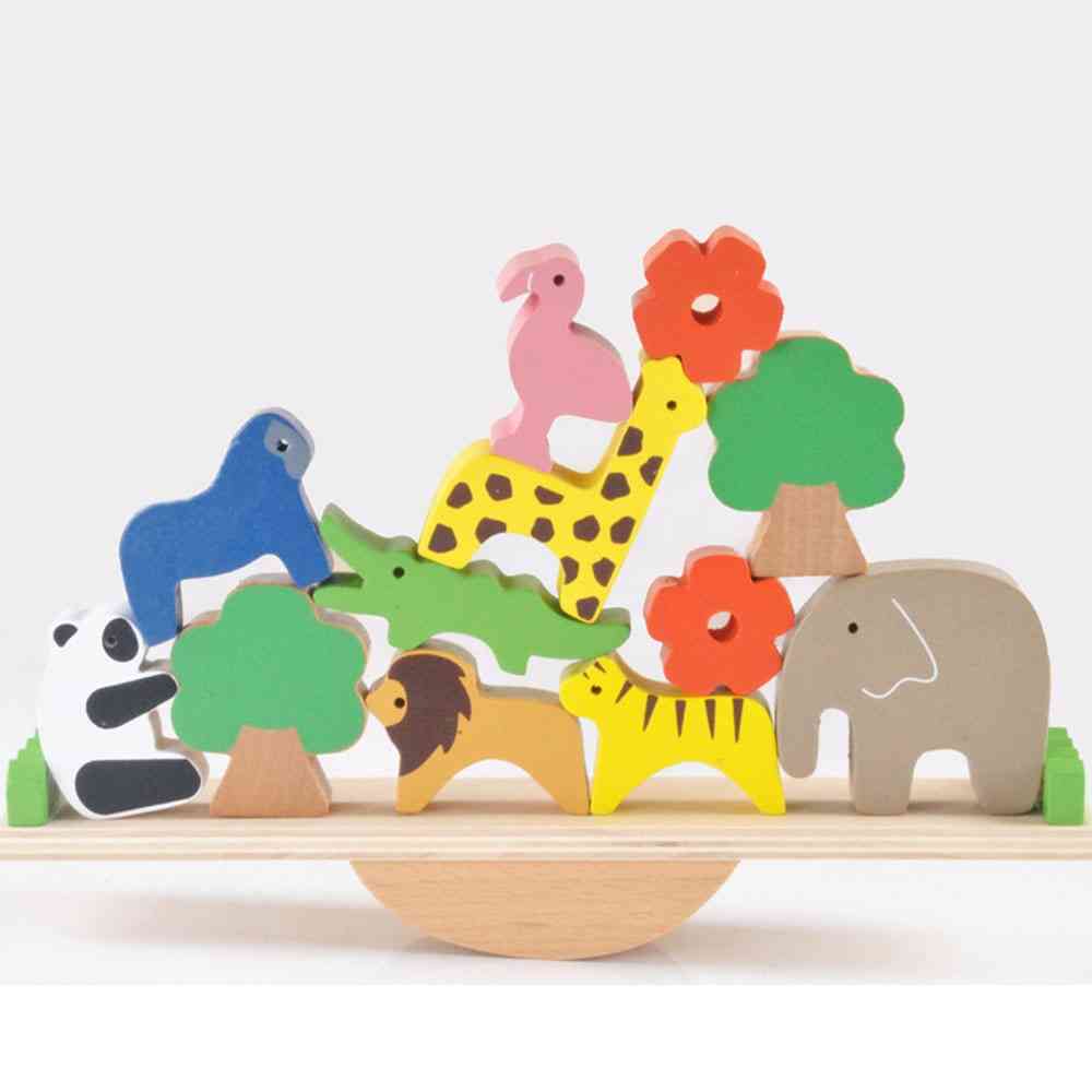 Forest Animal Seesaw Building Blocks Wooden Balance Wood Toy
