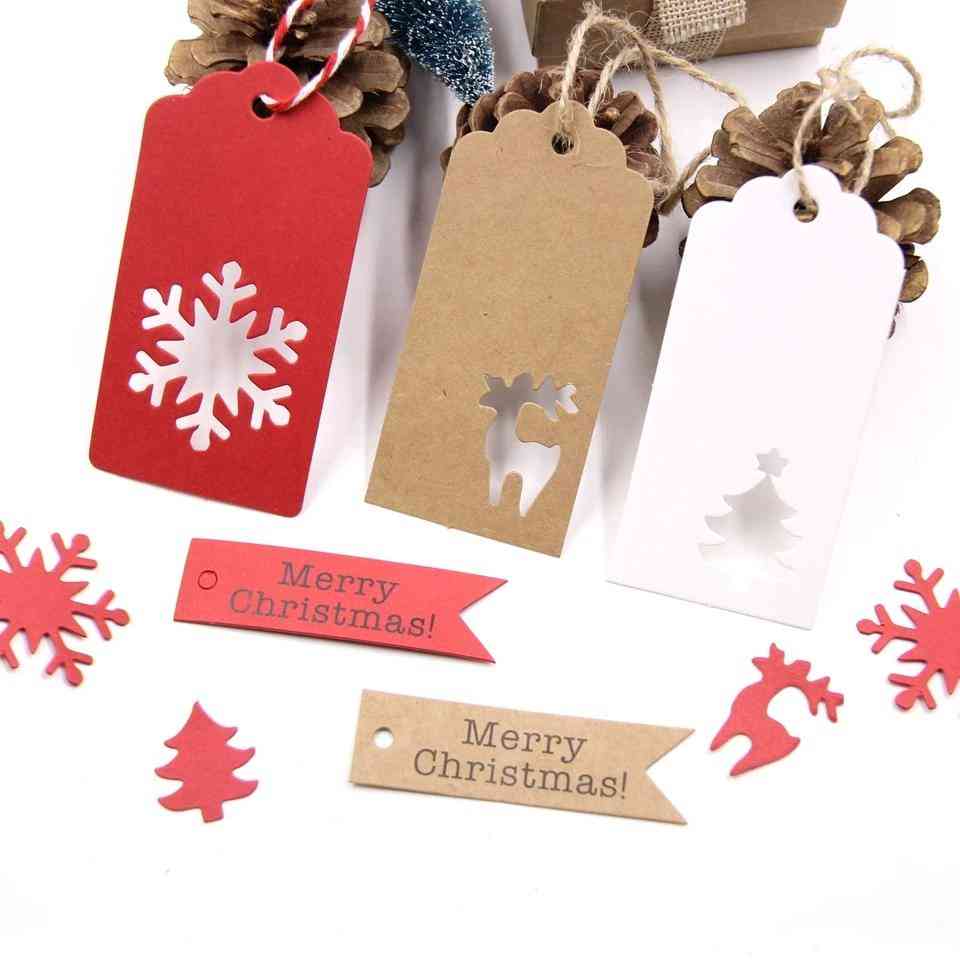 Etiquetas de papel kraft de varios estilos para regalos navideños