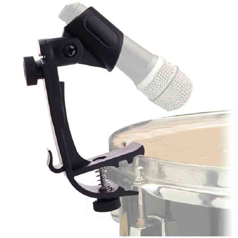 Durable Clip On Drum Rim Shockproof Mount Support Adjustable Microphone Mic Clamp Stand Holder